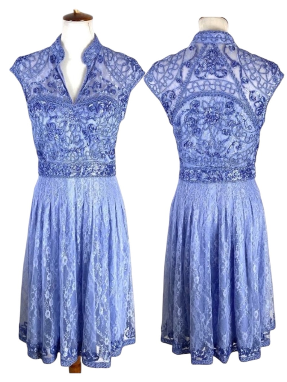Sue Wong Nocturne Periwinkle Embroidered Lace Dress 10 NWT Cocktail Evening